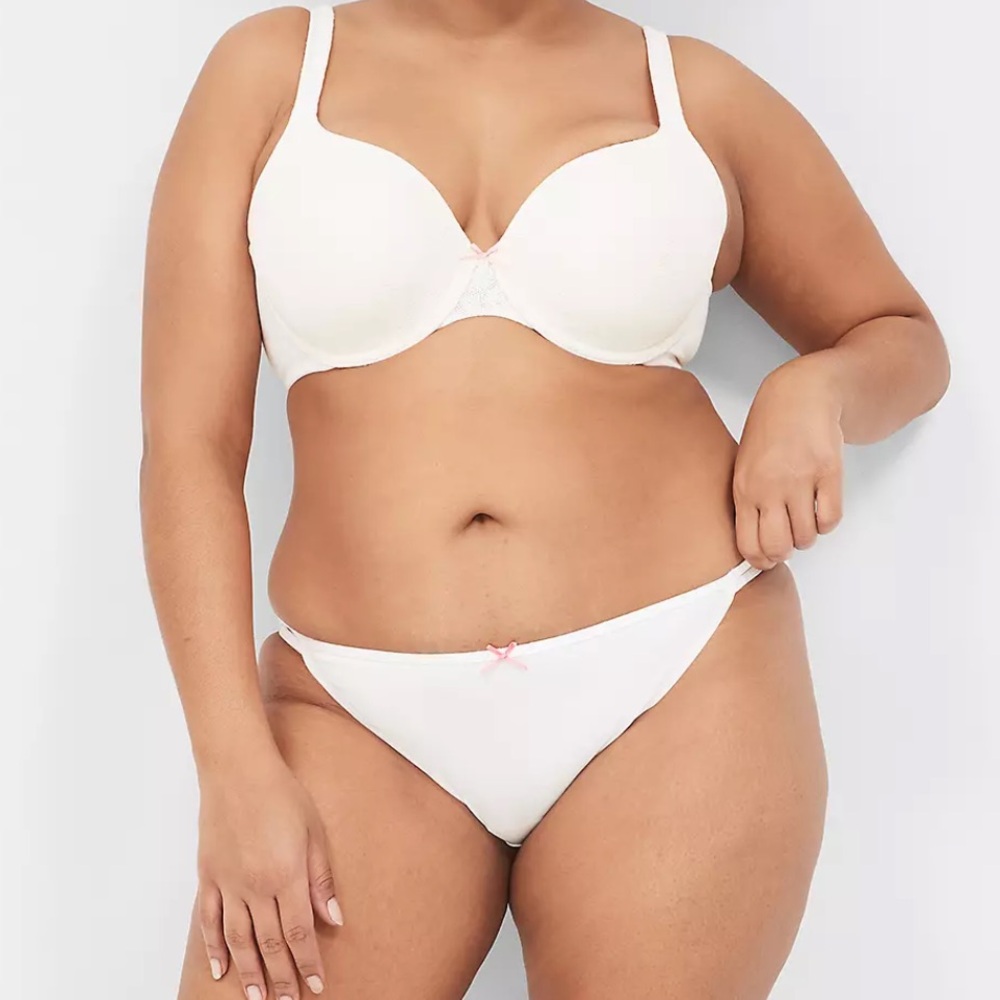 Cotton Double-String Bikini Panty With Lace Back